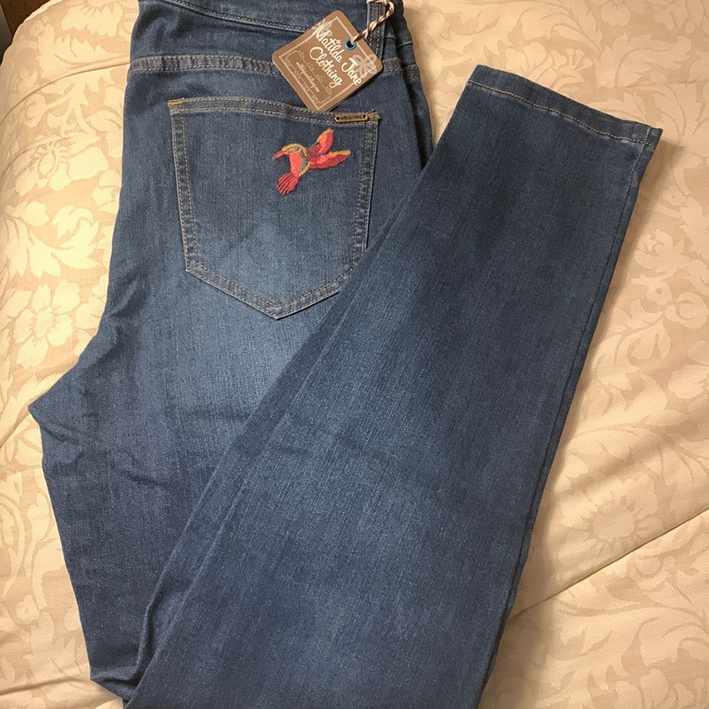 NWT Matilda Jane Jeans-Hummingbird Embroidered Pocket
